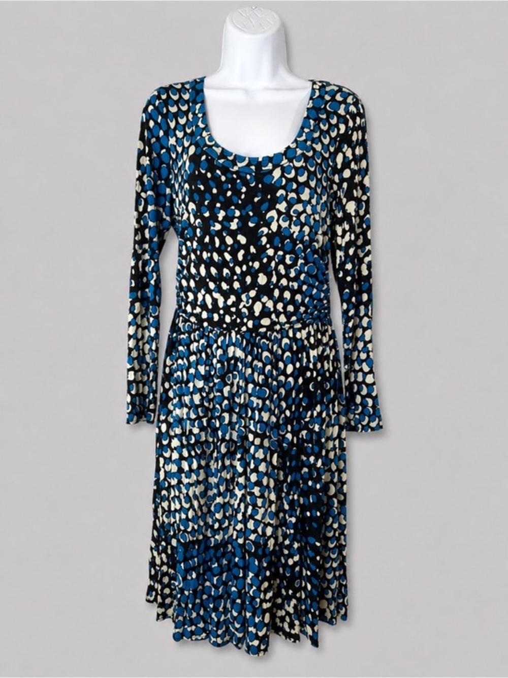 Plenty by Tracy Reese Blue Abstract Print Long Sleeve Fit & Flare Dress